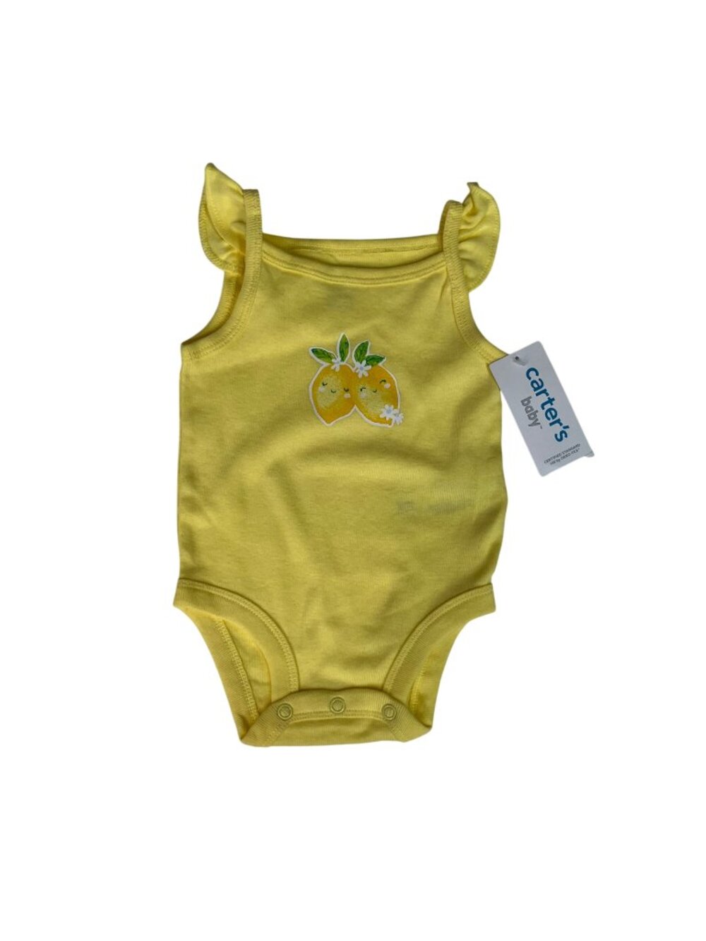 Carters Baby Bodysuit Lemon Print Ruffle Strap Yellow Size 3 Months New